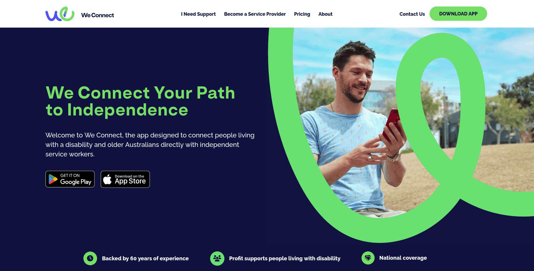 Screenshot of We Connect website